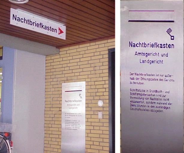 Das Bild zeigt zwei Ansichten des Nachtbriefkasten